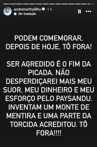 Martha_00924954_0_ André Martha diz sofrer agressão e oficializa sua saída do Paysandu